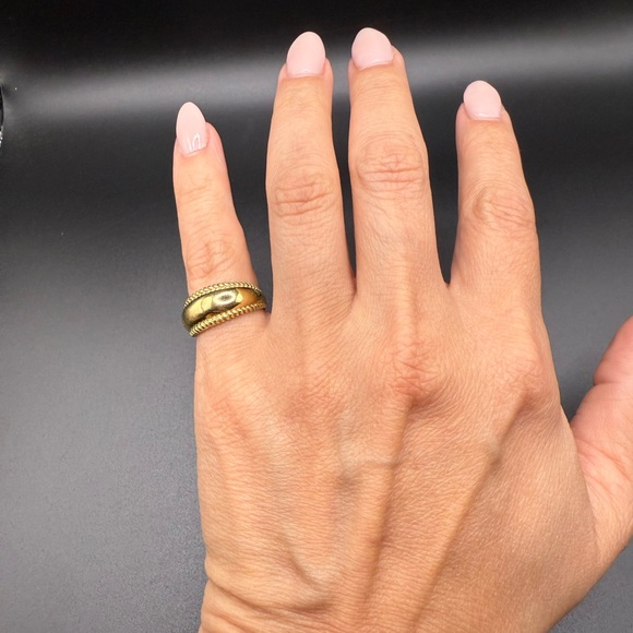 Vintage Carolyn Pollack Brass Rope Border Ring - Picture 2 of 4
